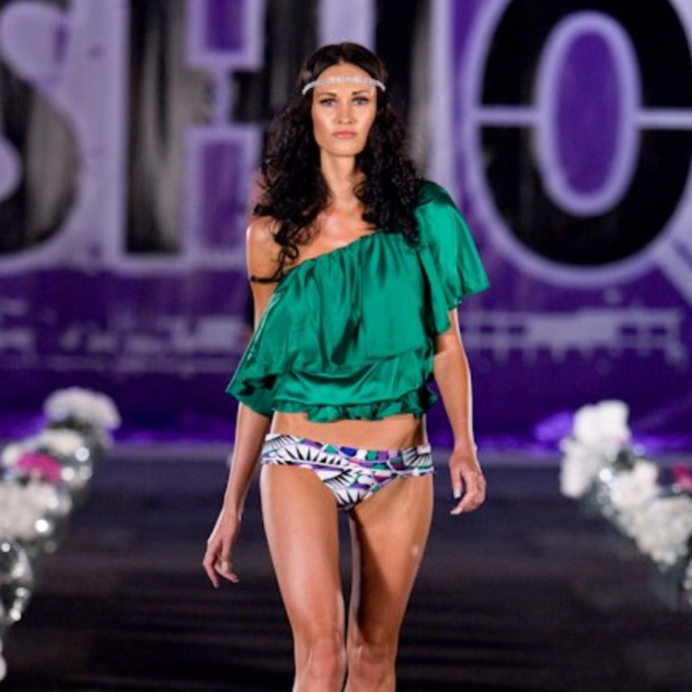 NWT Rachel Lym Off the Shoulders Top Swim Coverup